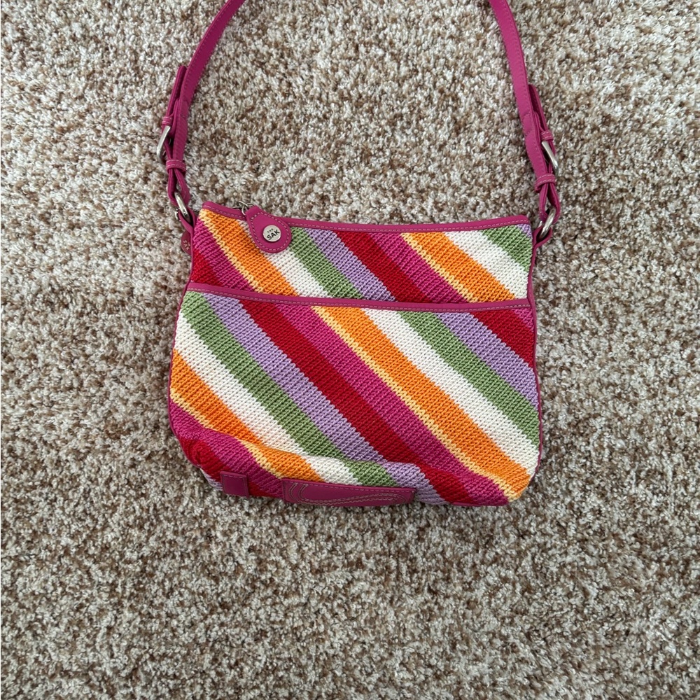 Colorful Striped Crossbody Bag - Pink Multi